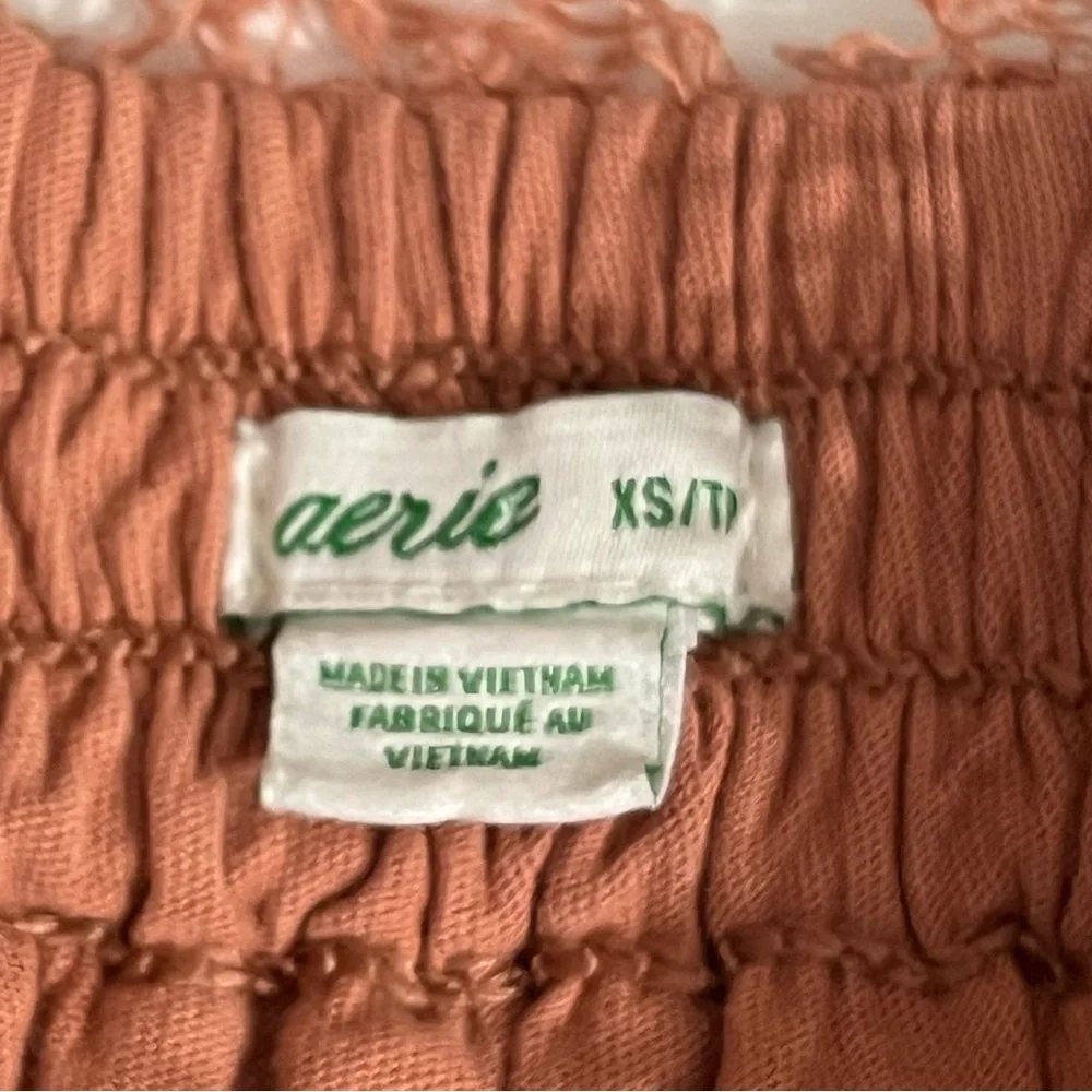 Aerie Weekend Ruffle Tiered Mini Skirt Salmon Pink Cotton Size XS